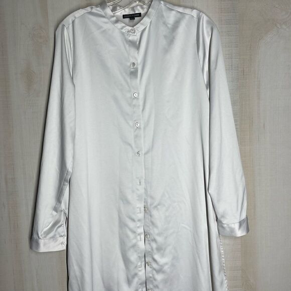 Eileen Fisher silver gray long tunic top, size XS - Picture 2 of 15